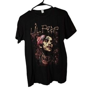 Lil Peep Portrait Graphic T‎ Shirt Black Short Sleeve Size Medium